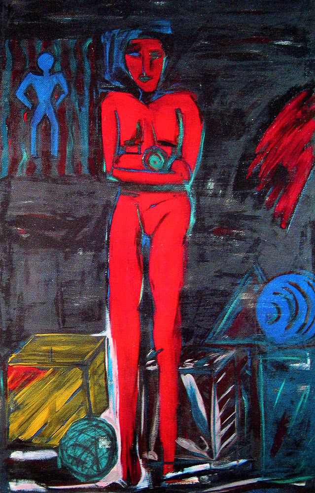 GREEN HANDCUFF oil on canvas, 68 by 44 inches, 1984, HERMANN LEDERLE