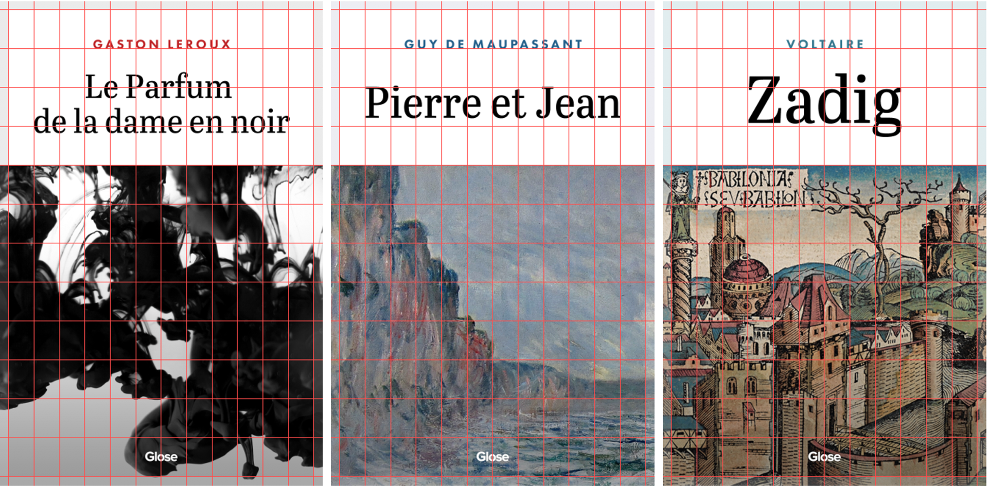 Visuel représentant la grille de composition des couvertures de livres.