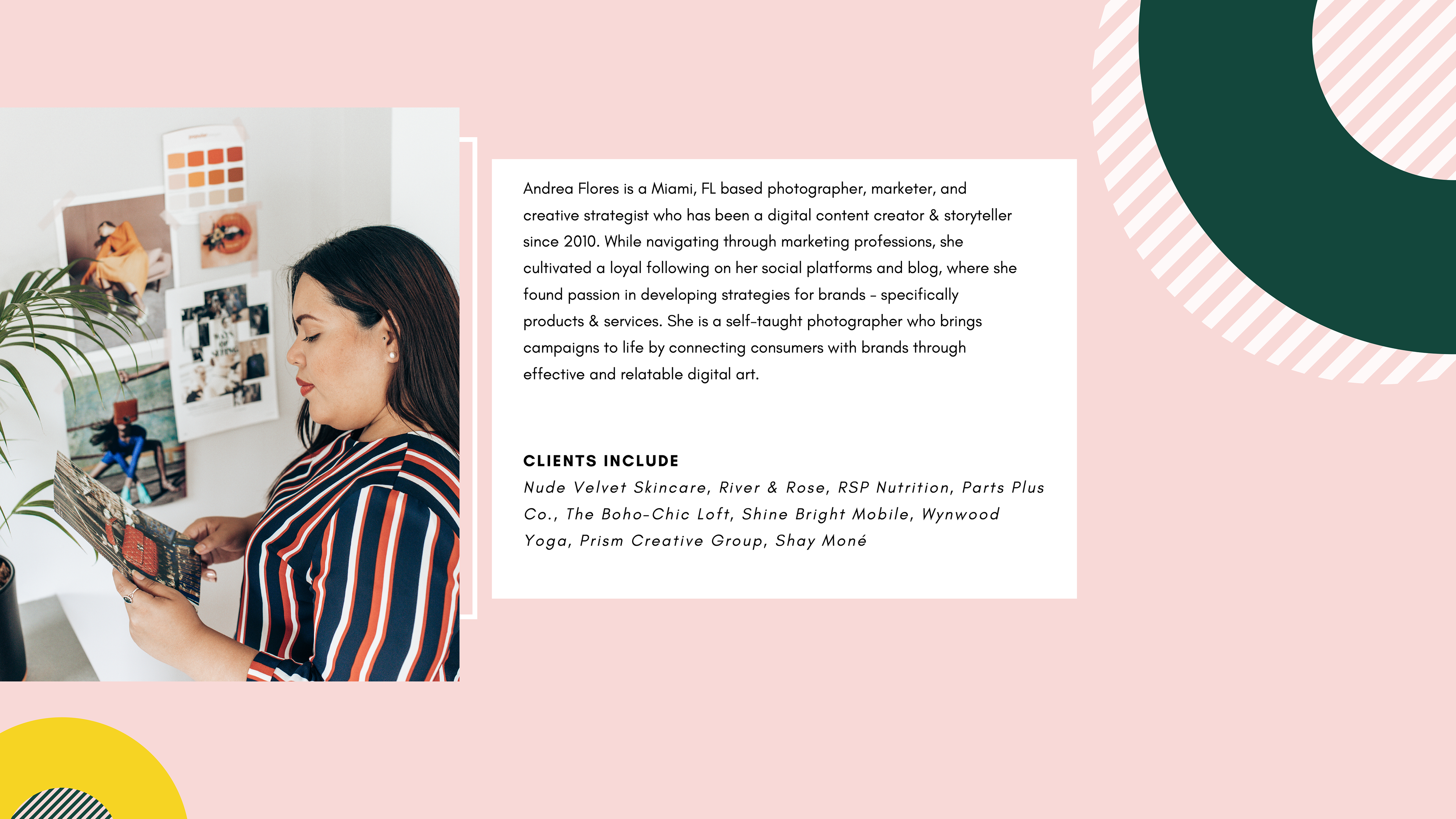 Andrea Flores Marketing and Creative Project Specialist About Page