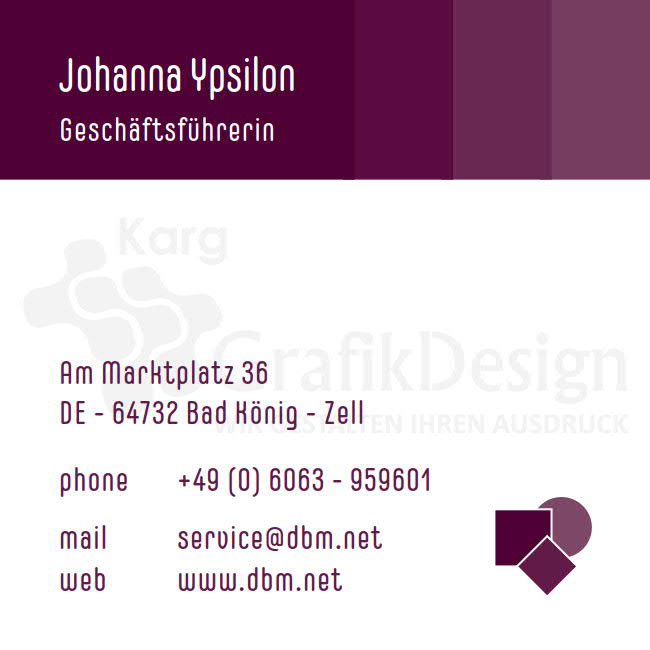 Visitenkarte (Rückseite)