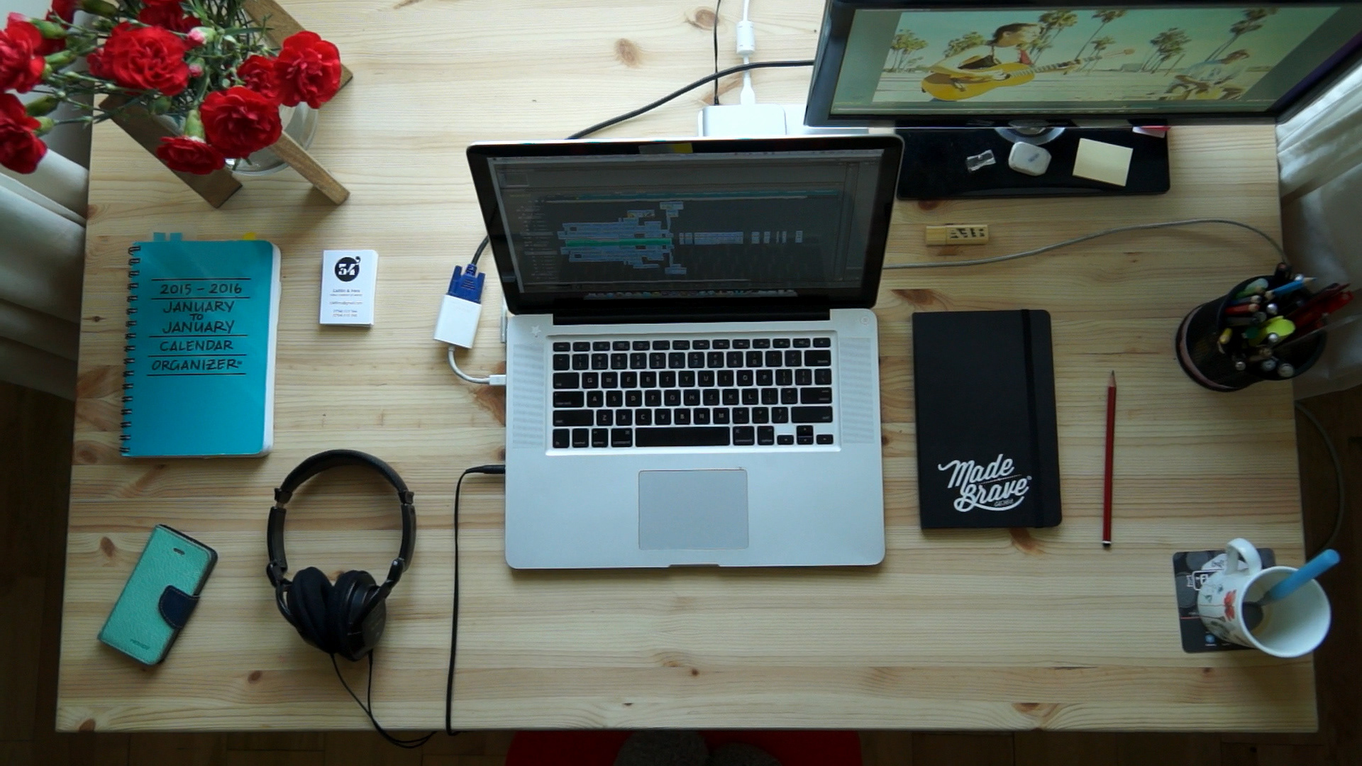 Caitlin O'Rorke, video editor work table
