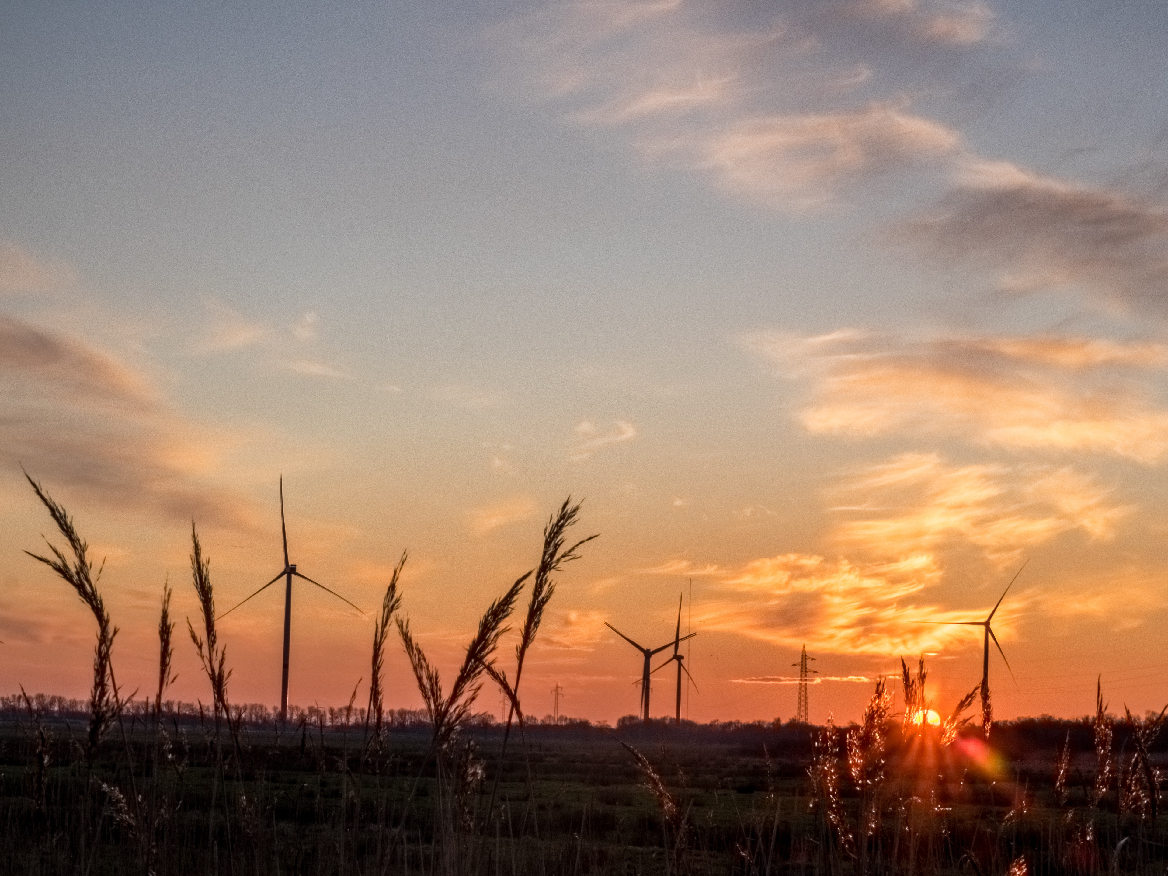 Sunset with Windturbines
