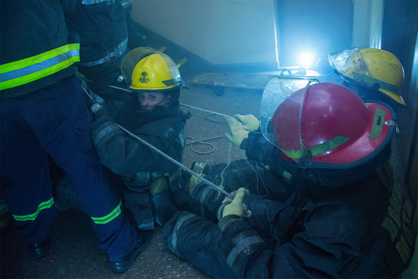 Capacitación de bomberos en Rescate en espacio confinado. 20/06/2019, Ramos Mejía, Buenos Aires, Argentina. Foto: Luciano Cericchio/ Argra Escuela