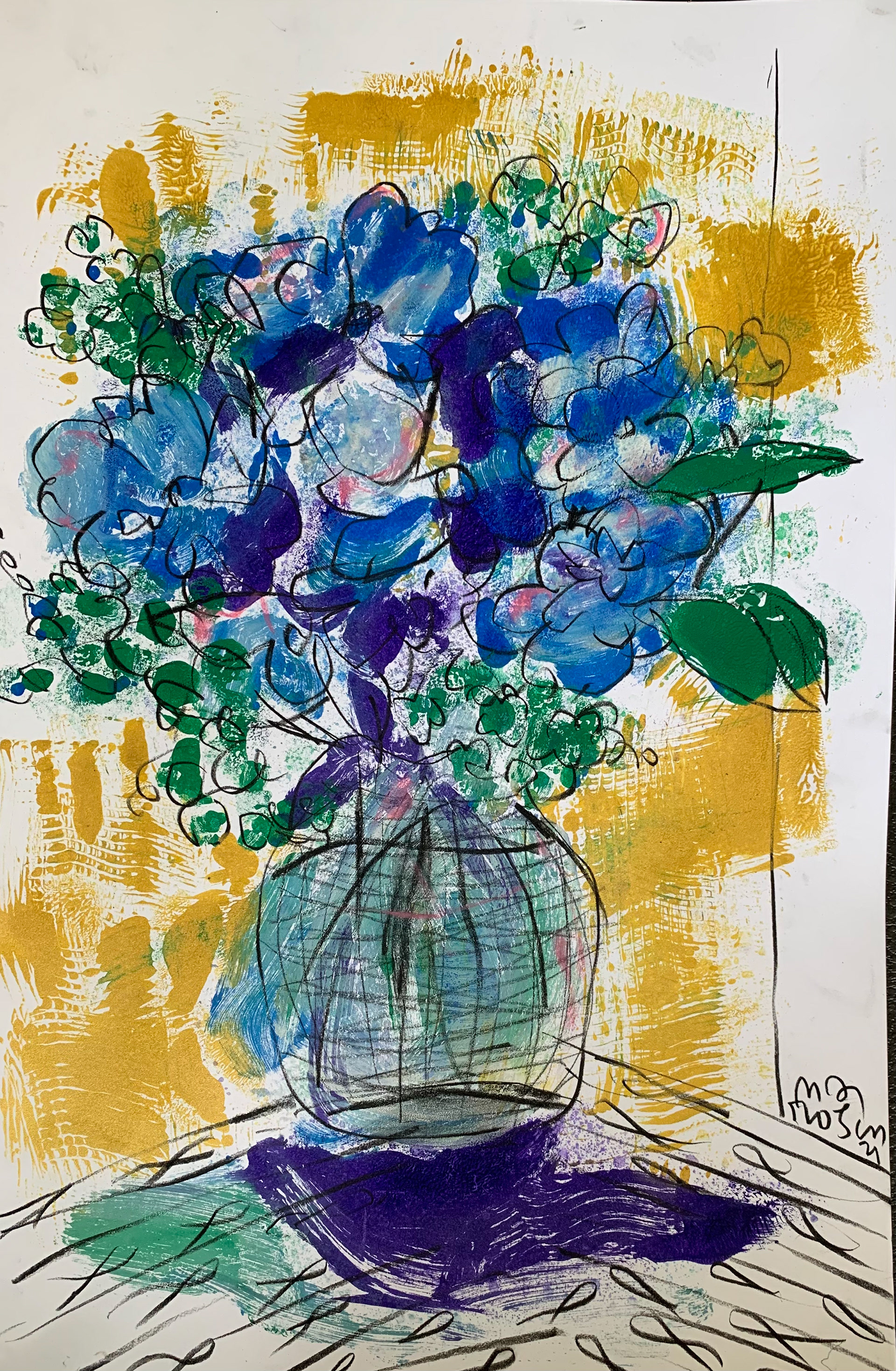 11/ Blue and Gold / 11 x 17/ $300