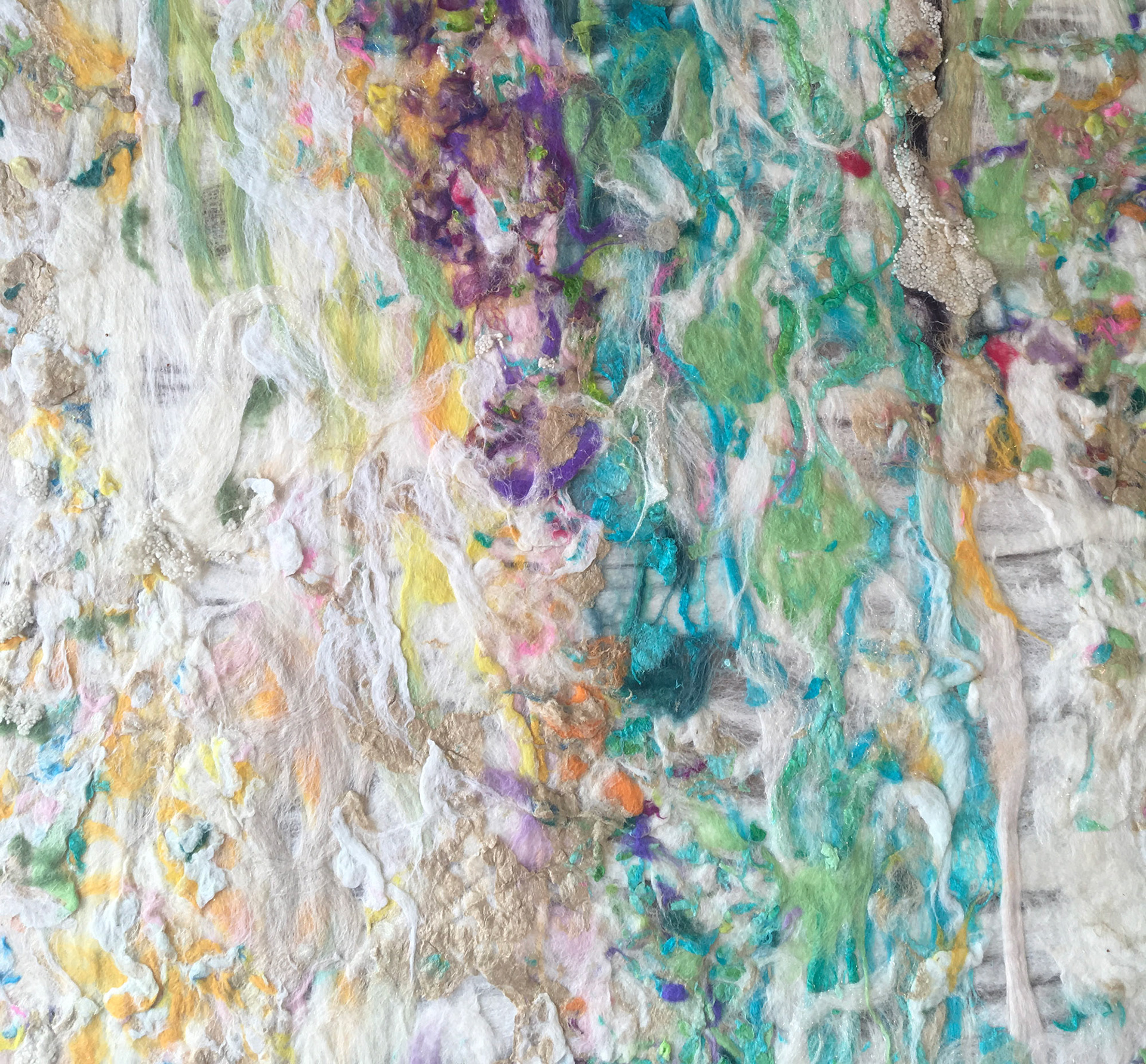 SUNSET felt painting by Cornelia Koch, detail