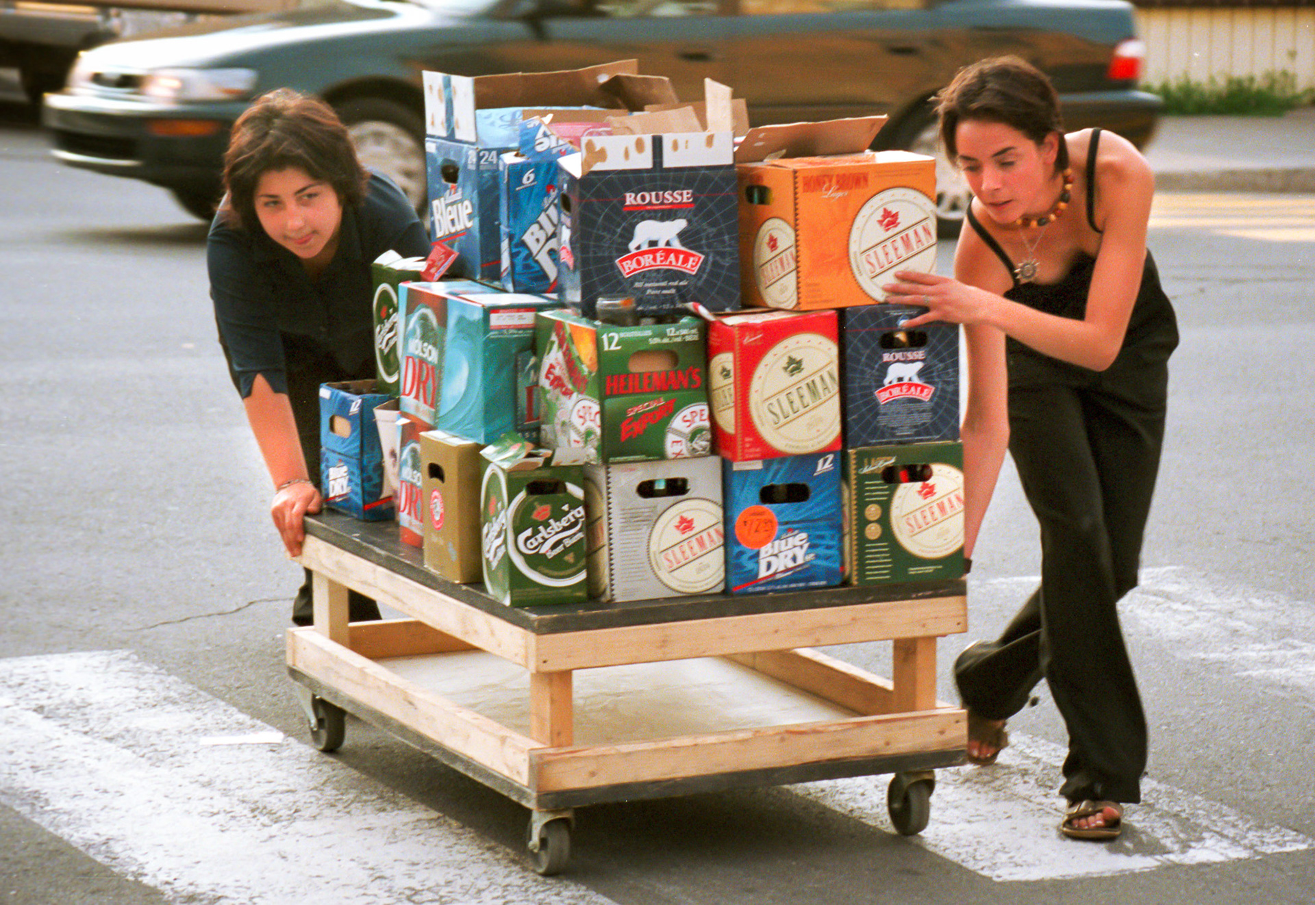 As the new term approaches, a summer's empties return to the dep whence they came.  July 1999.