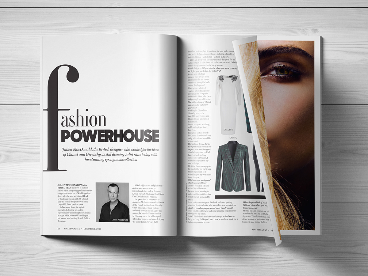 VIVA, Julian MacDonald, Editorial Design