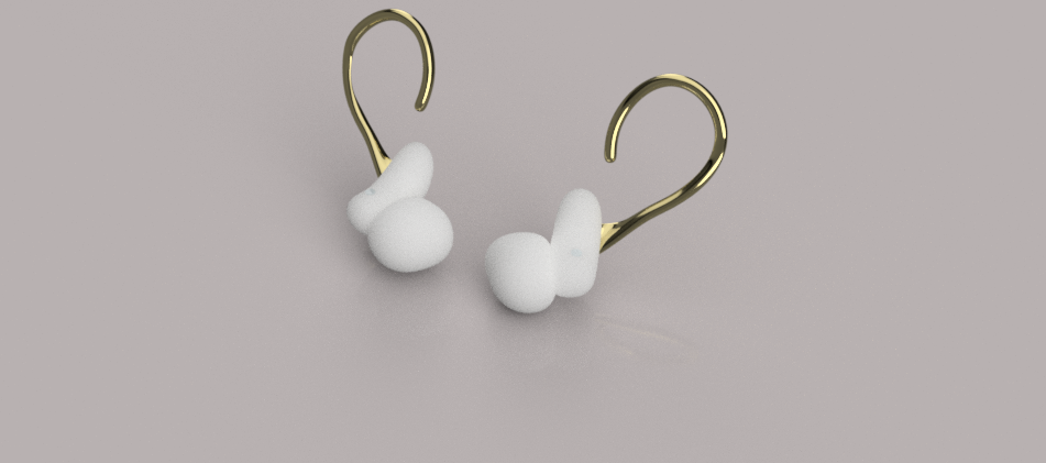 White ear plug design with gold aesthetic pieces
