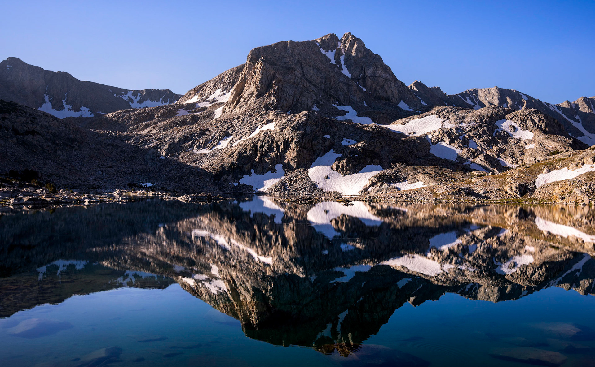 A morning in a high elevation lake in the Sierra Nevada Mountain Range