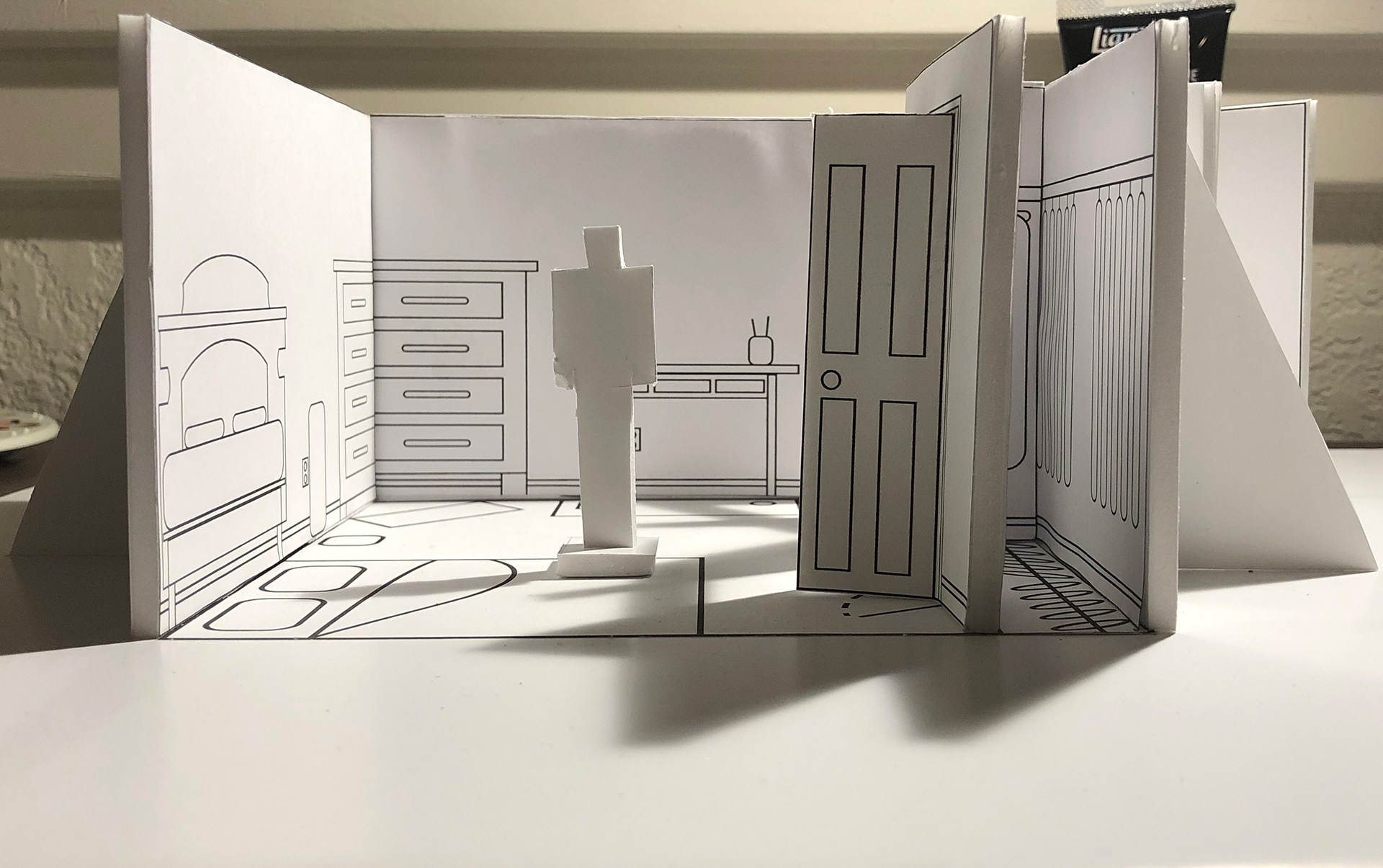 Bedroom White Paper Model (Side)