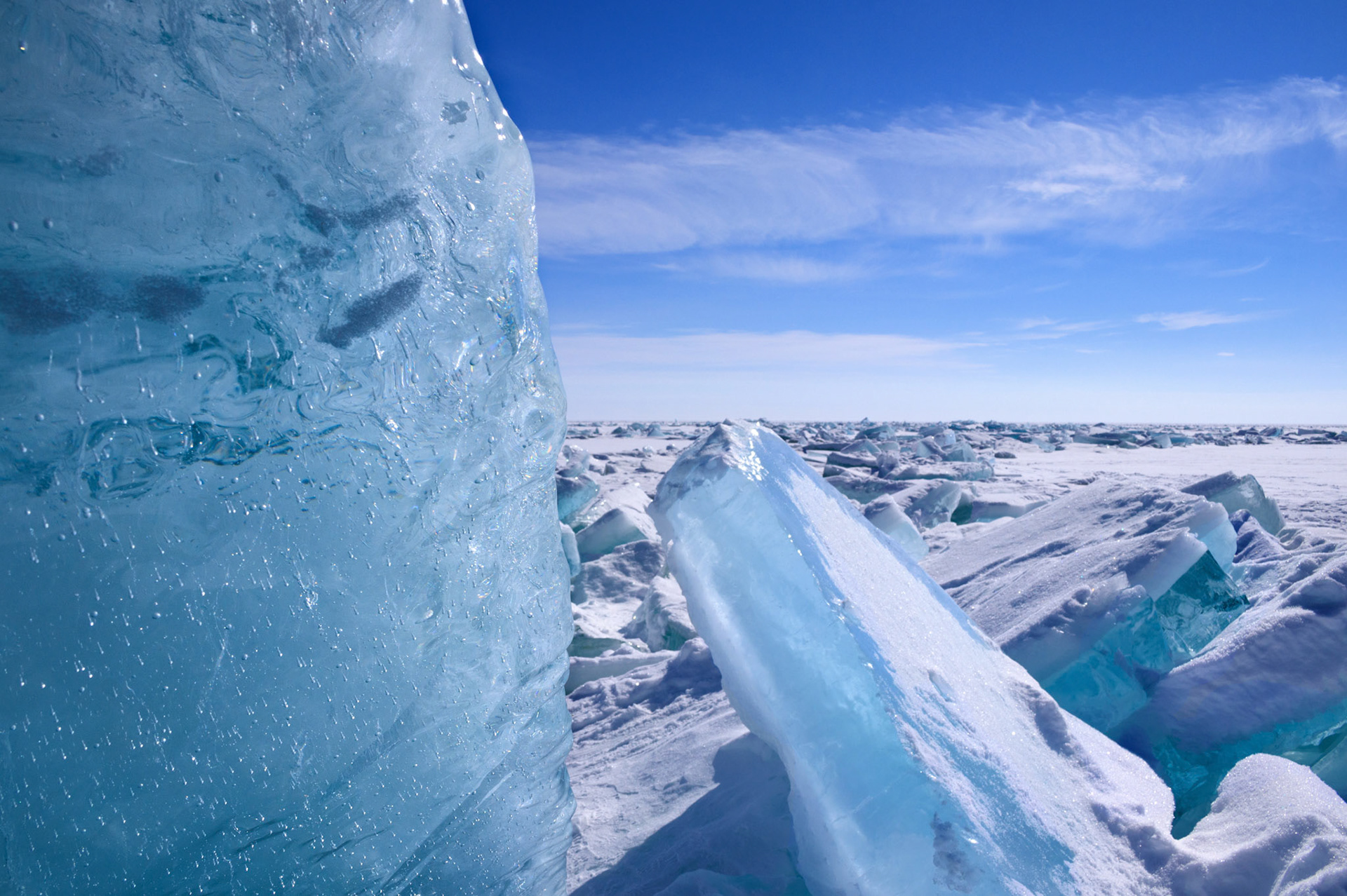 Blue ice on Lake Huron at Au Gres, Michigan