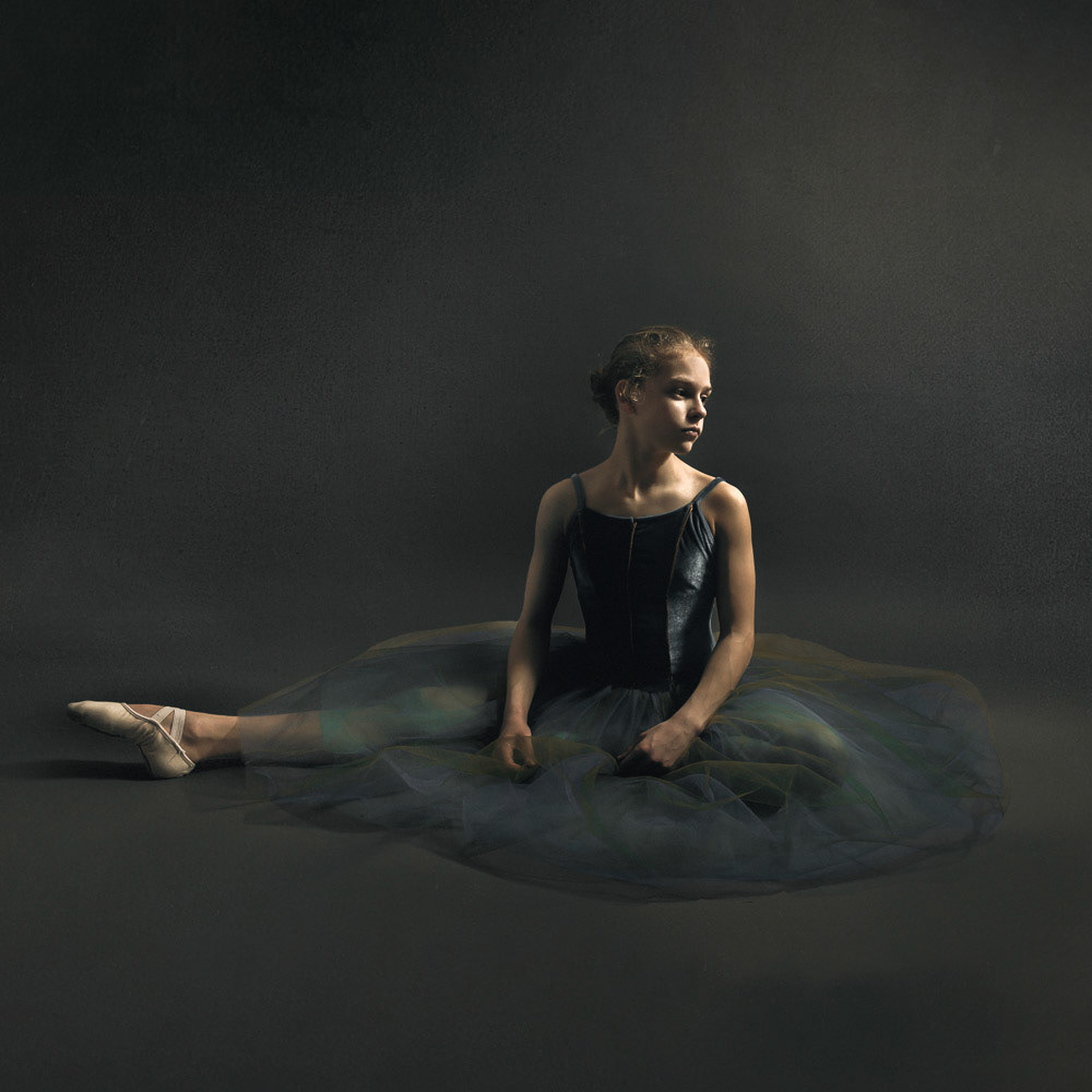 This is the young dancer who has been gracious enough to model for my Dance Studio project.I caught this image between takes it was so compelling on it's own I chose to finish it as is.