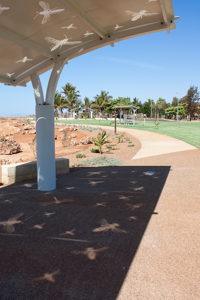 A family of shelters were created including perforated screen imagery