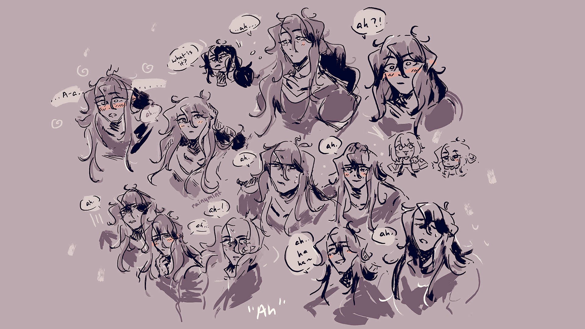 Expression explorations: "Rhys", character from upcoming personal project