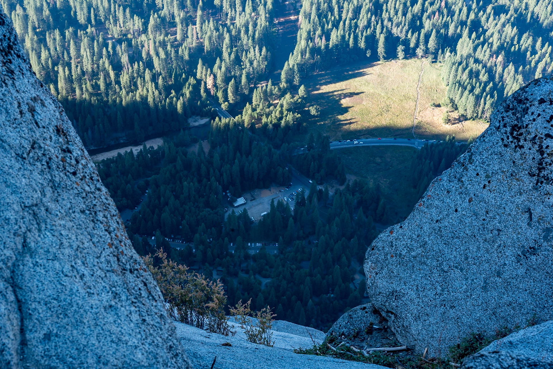 Another vertigo-inducing view, straight down from the Half Dome viewing point, Yosemite National Park, California