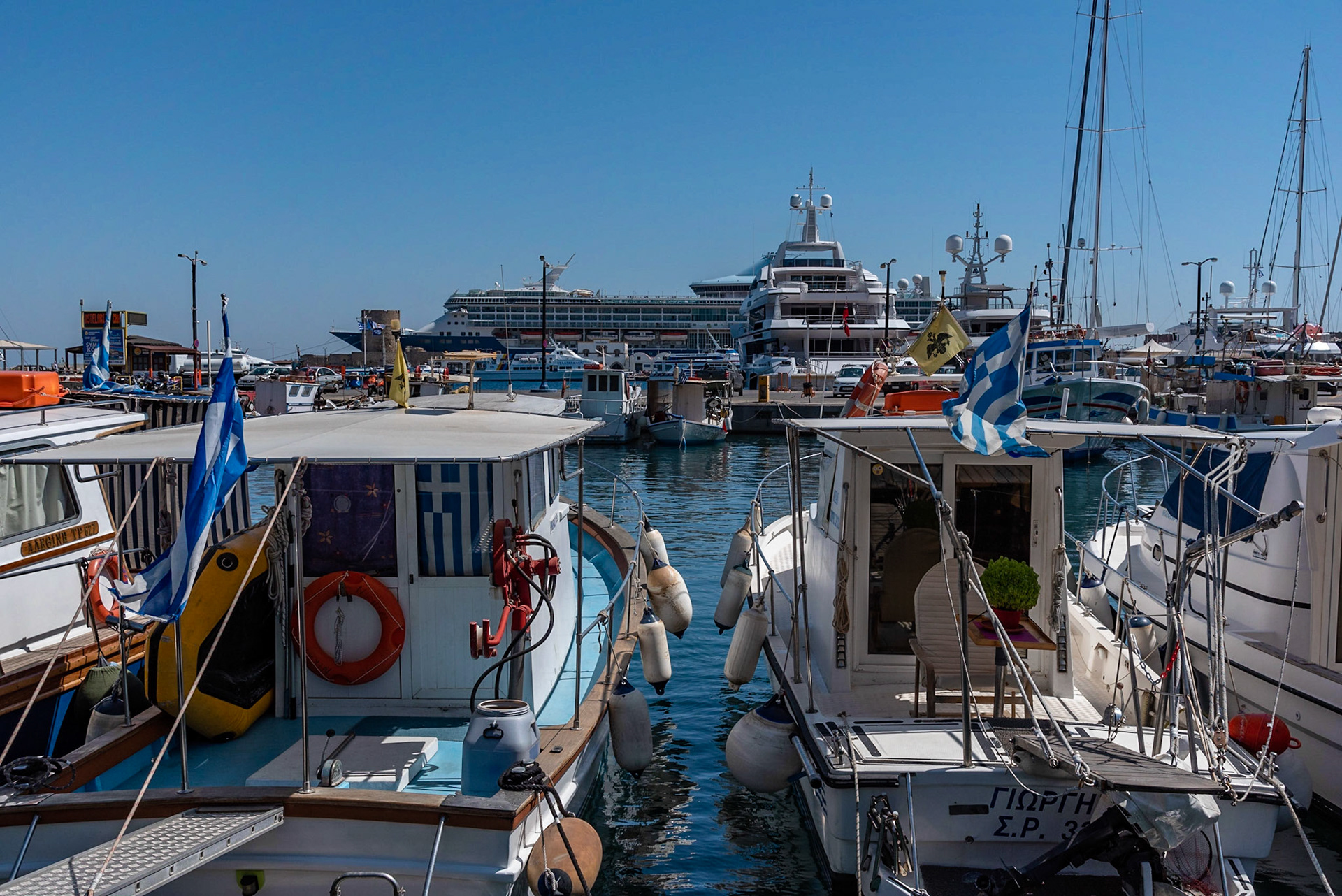 Rhodes harbour - 3 tears of shipping, pleasure, fishing & cruise