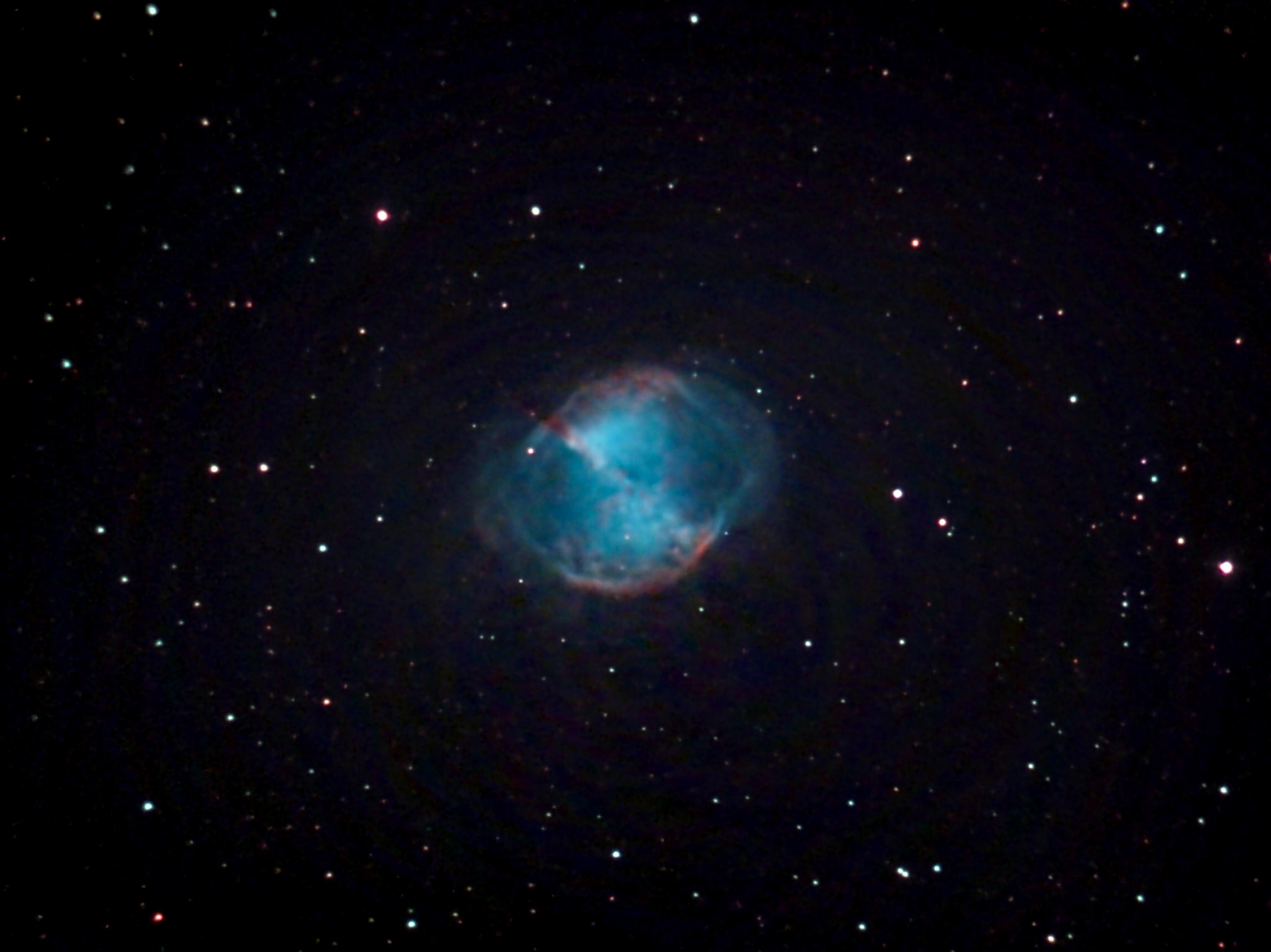 The Dumbbell Nebula (NGC 6853) is a planetary nebula in the constellation Vulpecula.