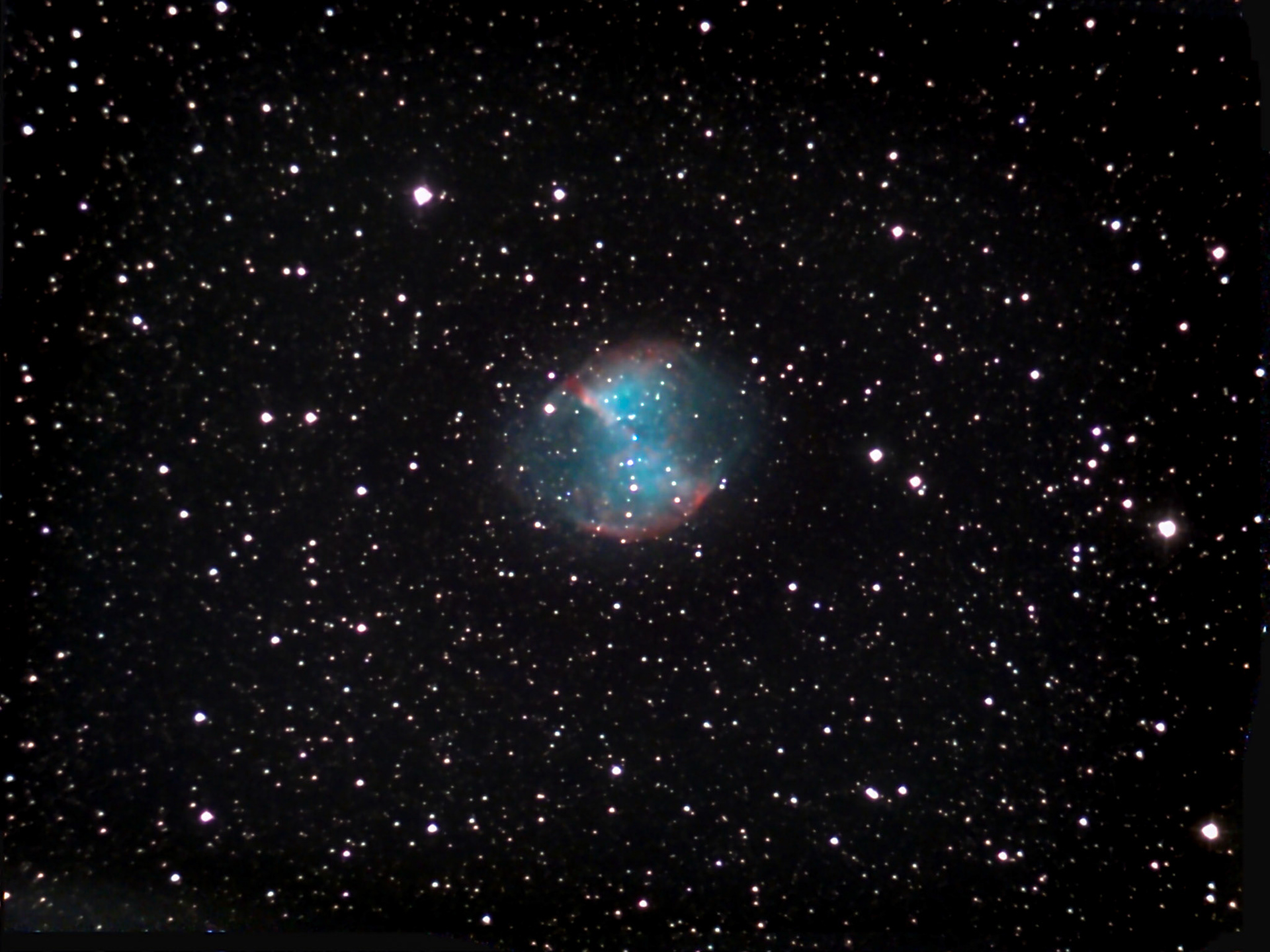 The Dumbbell Nebula (NGC 6853) is a planetary nebula in the constellation Vulpecula.