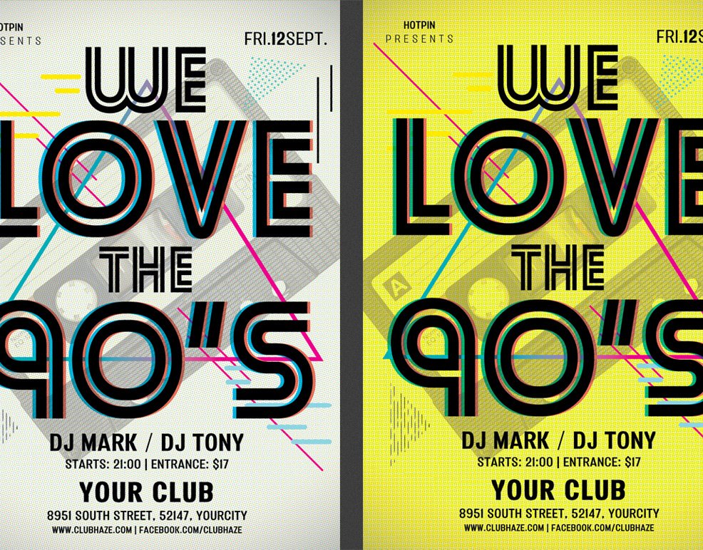 Christos Andronicou - 90s Retro Party Flyer Template.