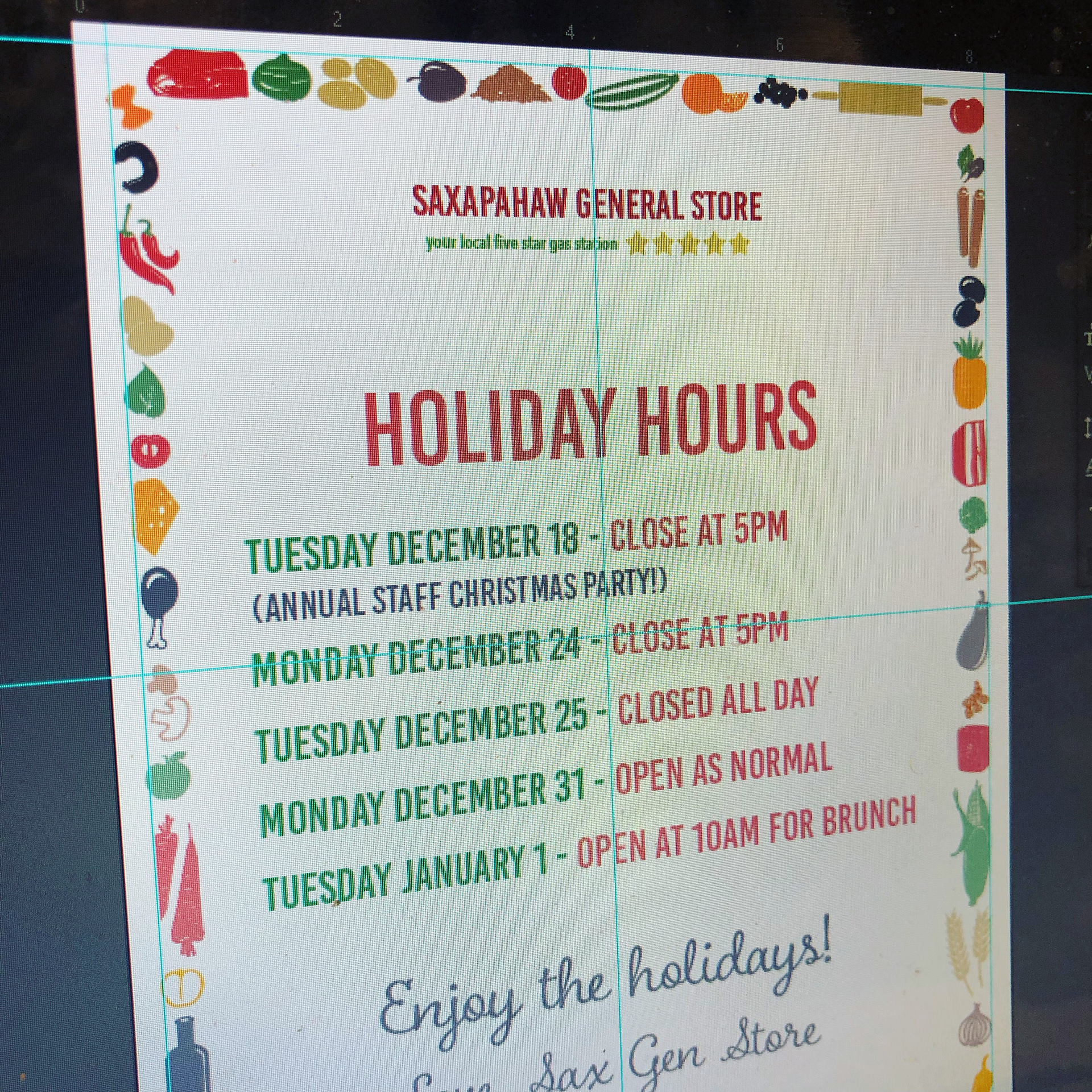 Orin Shepherd Saxapahaw General Store menu and rebranding