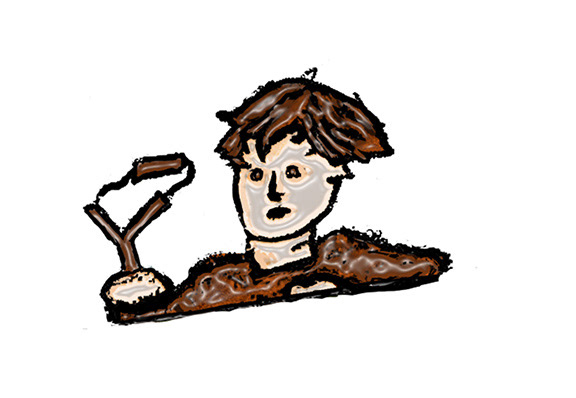 Henry Antrobus: aka "Cain" who threatens people with his slingshot and is dressed like a caveman in the 1st act