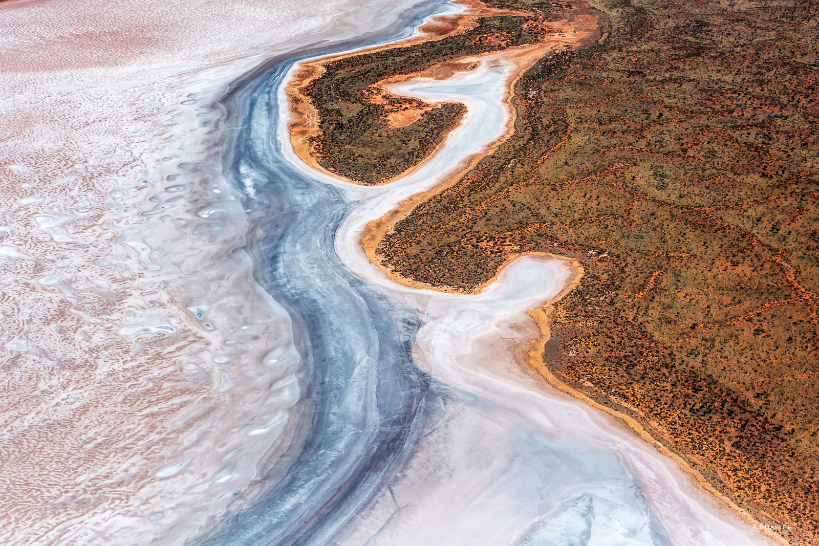 Aerial landscape image: of Lake Amadeus, Northern Territory, Australia by AJ Baxter