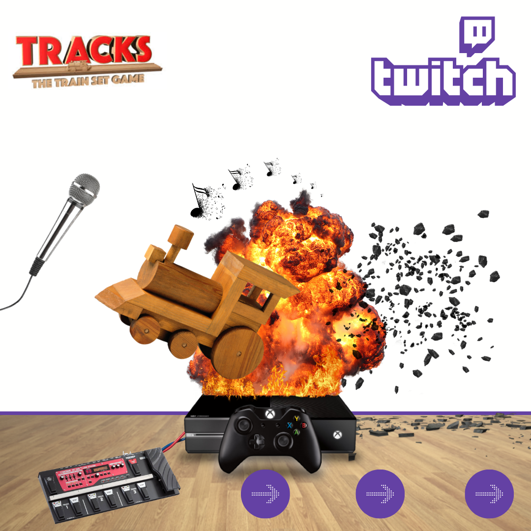 Fun graphic for music/gaming livestream by Chris Vox on streaming platform Twitch. Graphic optimised for Instagram.
