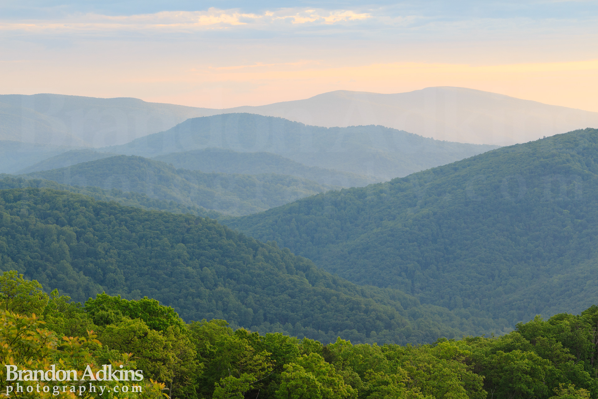 Fine art photograph of valley and ridges of Shenandoah National Park, Virginia