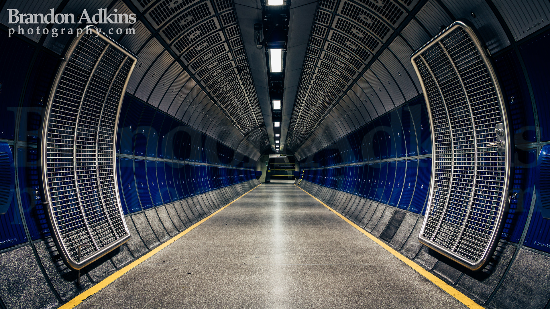 Fine art photography of underground tunnel in the London Bridge subway station, part of Transport for London system