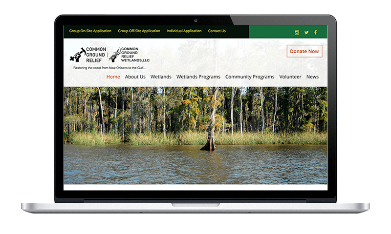 Website Common Ground Relief Widescreen Layout