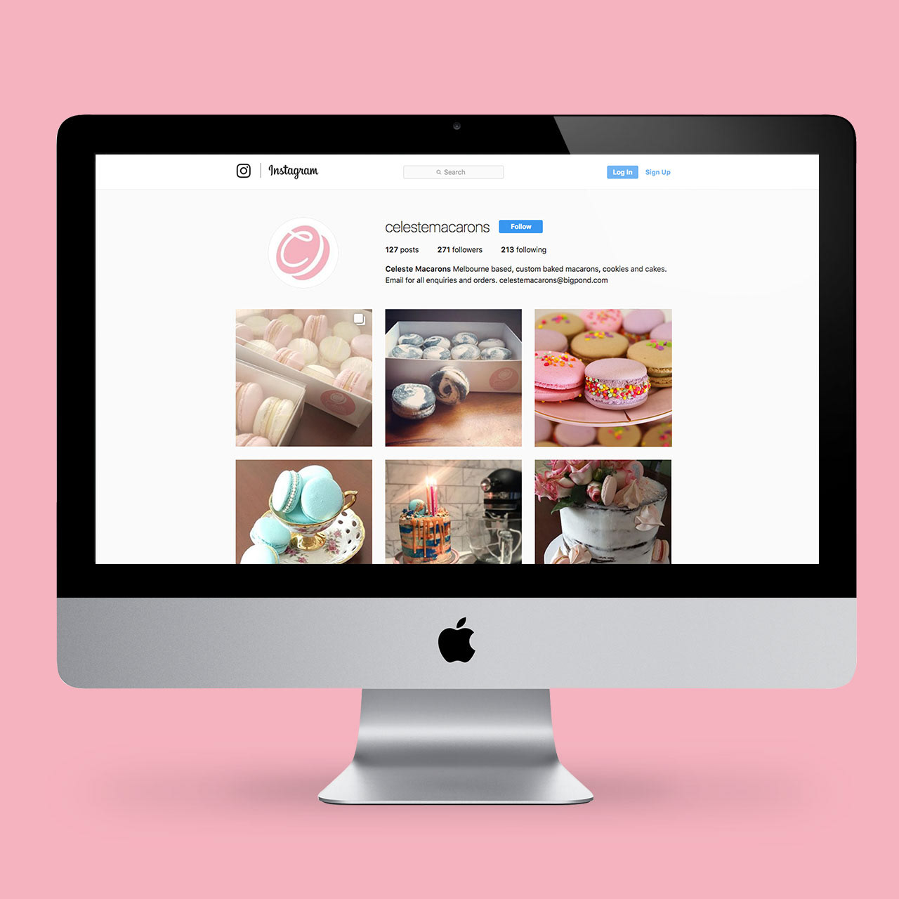 Celeste Macarons Instagram icon design.