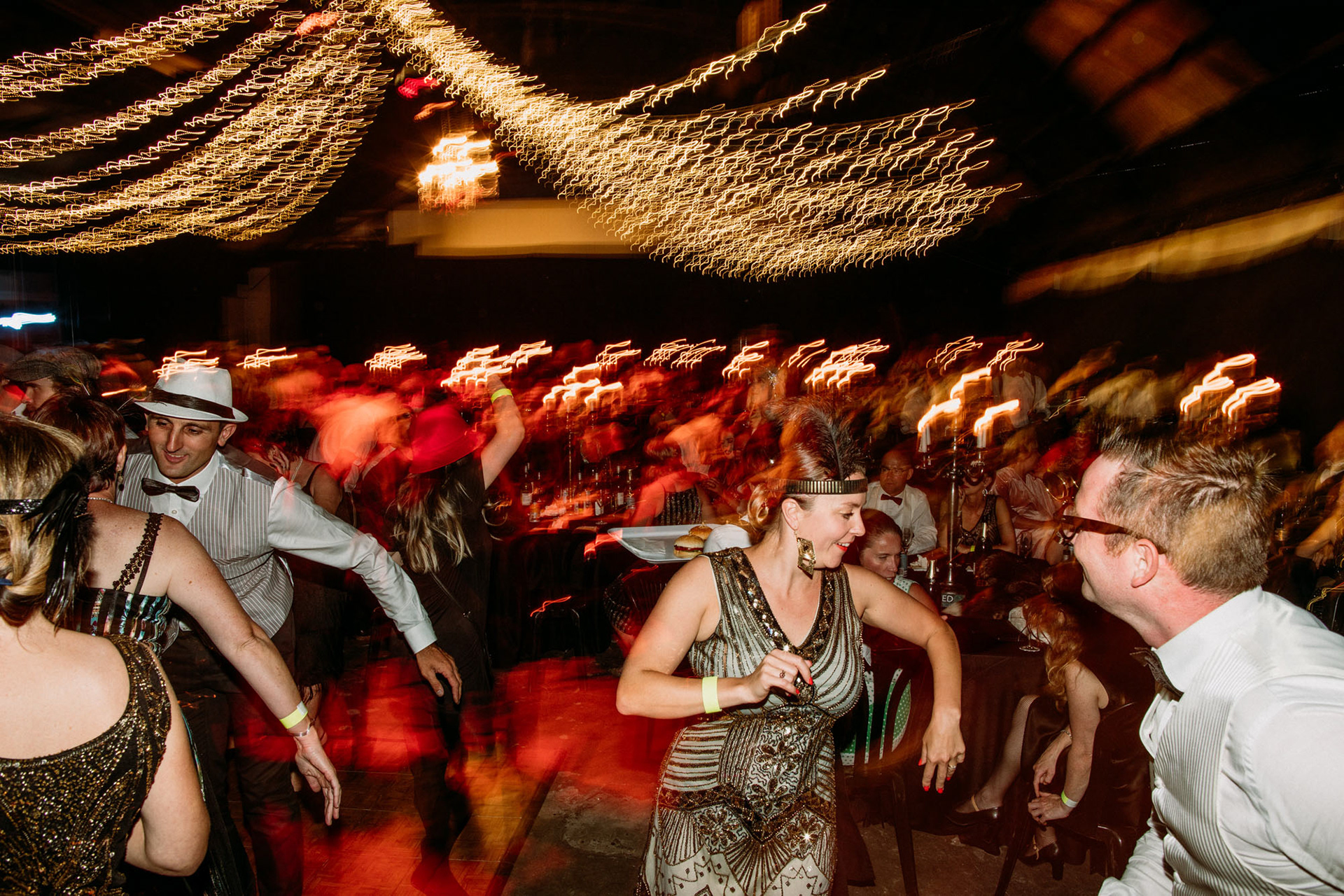 Party goers on the dance floor at the Art Deco Festival's Prohibition Party, Napier
