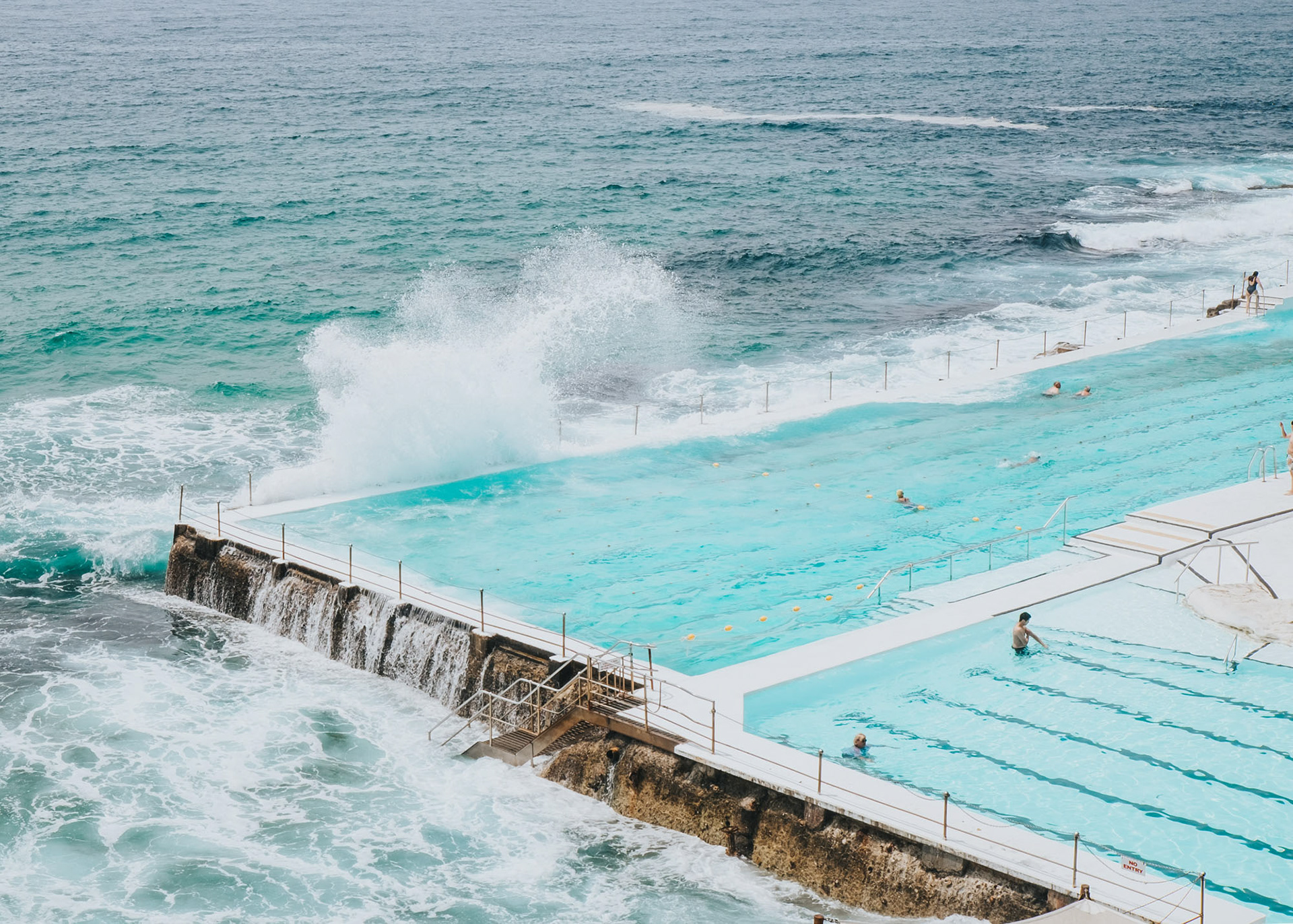 Icebergs swimming pool in big seas, Bondi