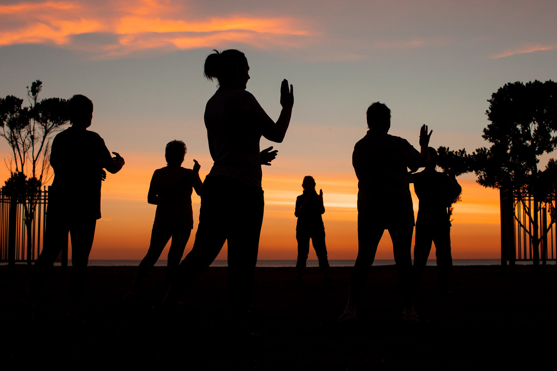 Sunrise Tai Chi along the Marine Parade