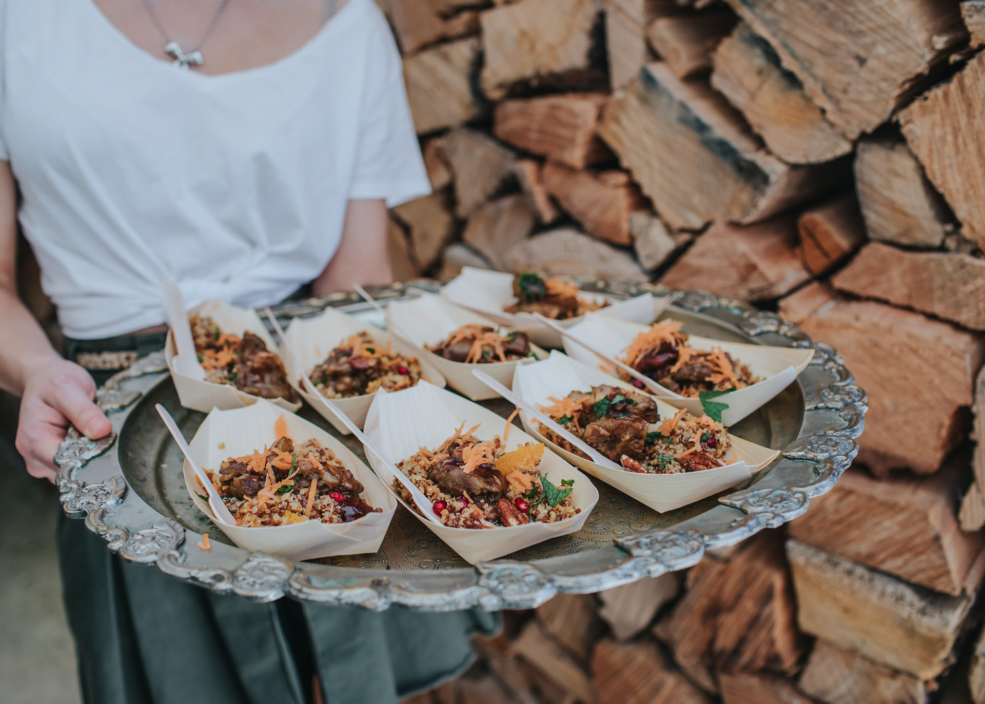 A platter of food for guests