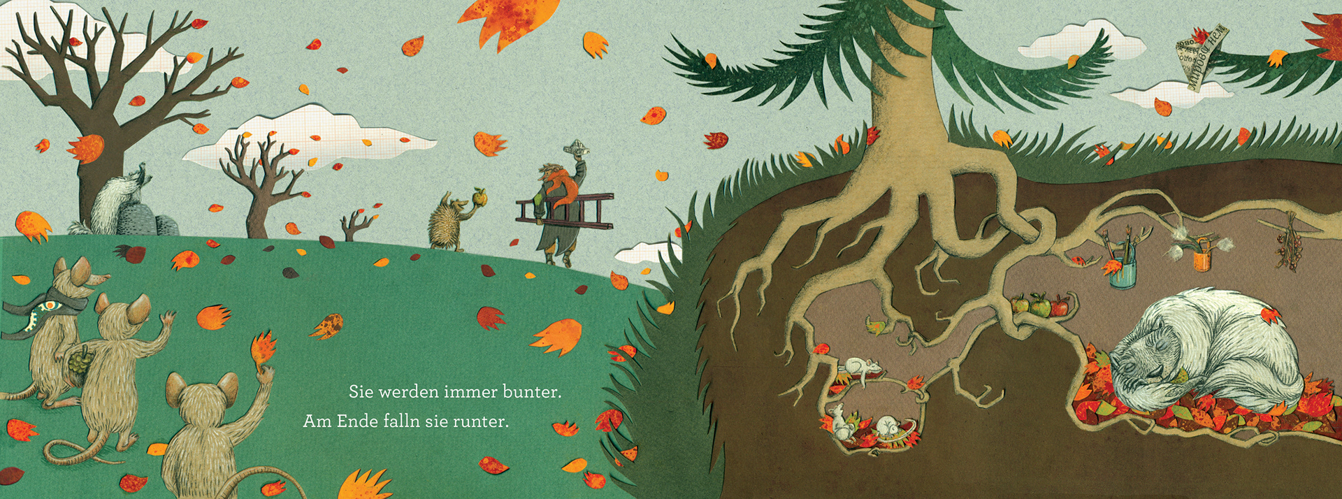 Annika Huskamp Illustration Der Herbst Steht Auf Der Leiter Children S Book