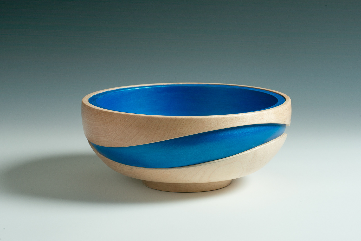 SOLD Maple and pigment "bowl within a bowl". 9 1/2" X 4”