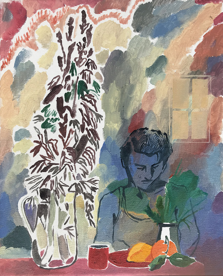 Still life with Artist, oil on canvas, 20x30 cm
