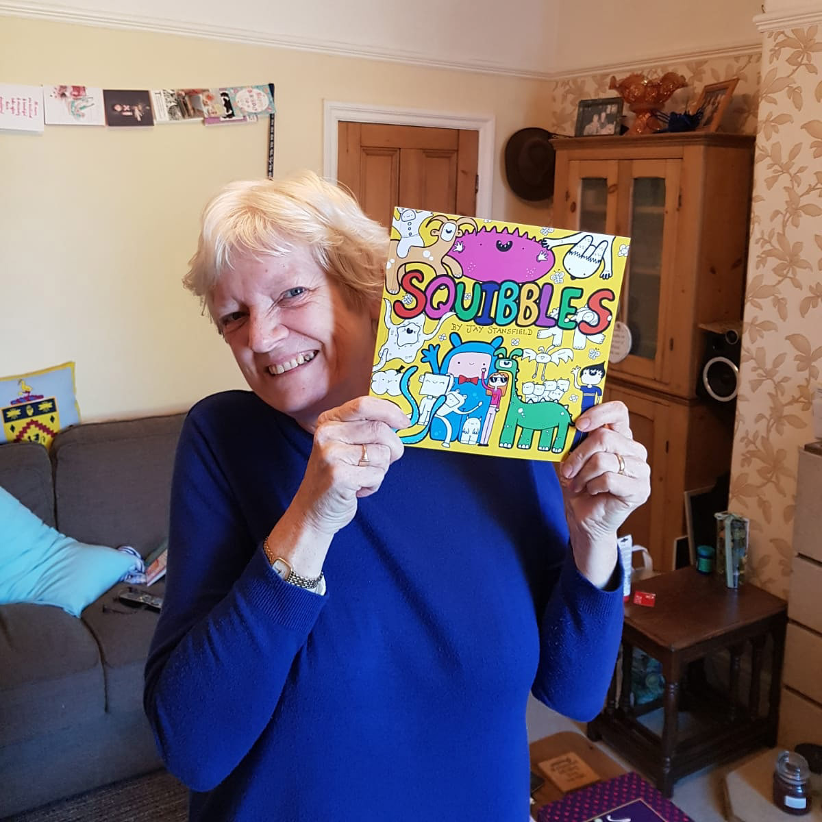 Squibbler with a copy of Squibbles