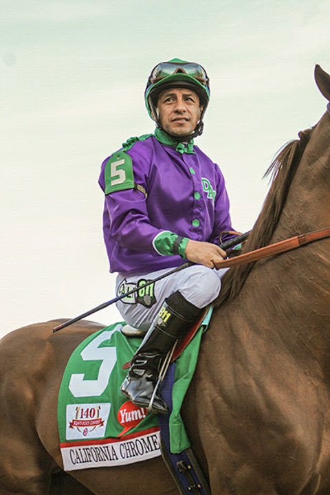 Victor Espinoza aboard California Chrom at the Kentucky Derby.