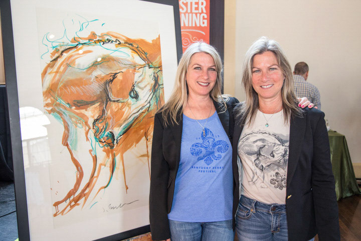 Doreen Barnhart DeHart and Jeaneen Barnhard with their original painting that is the KDF Poster.