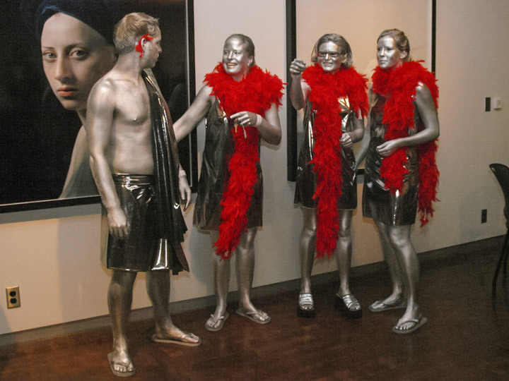 Nick Iliff, Nancy Schoenhoff, Monica Mahoney, and Emily Schoenhoff at the 21c Hotel and Museum.
