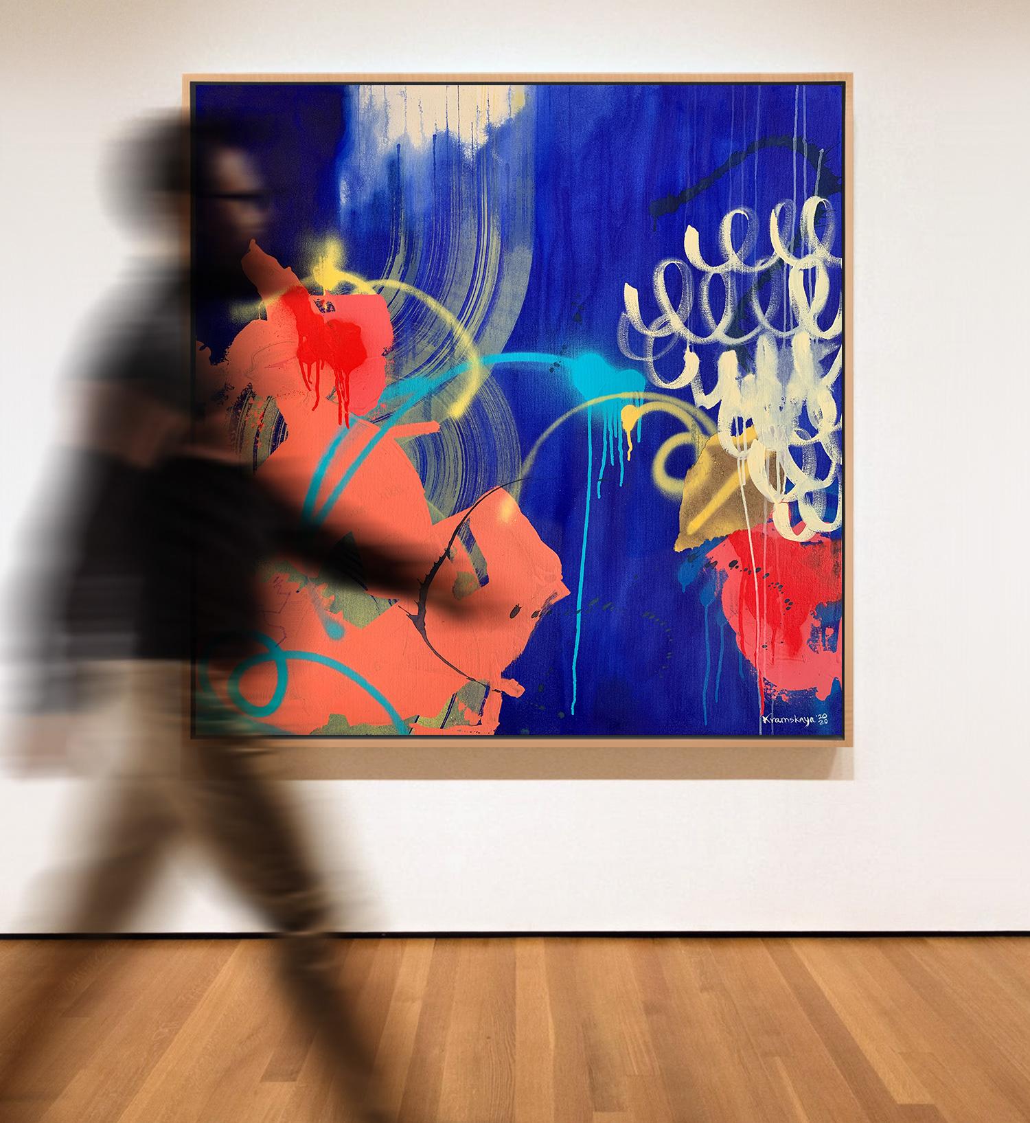 Visualized in a gallery with a floating frame