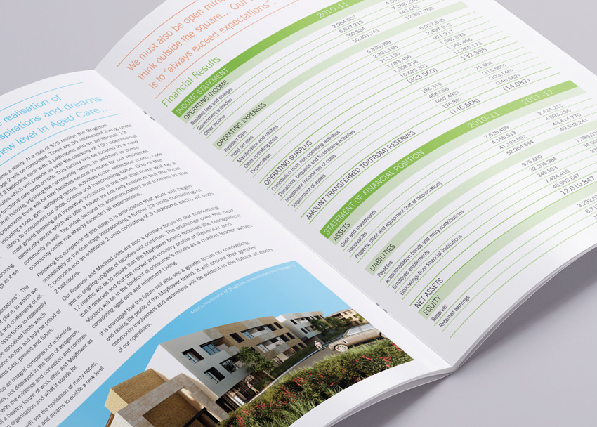 Close up annual report financial table.