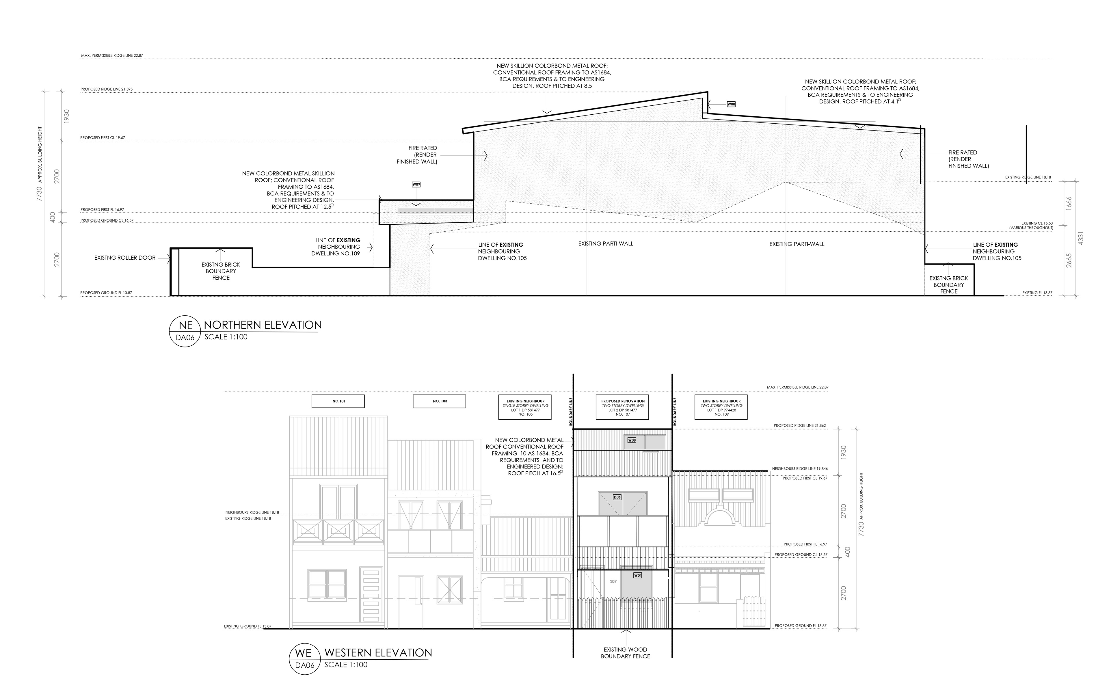 NORTH AND WEST ELEVATIONS