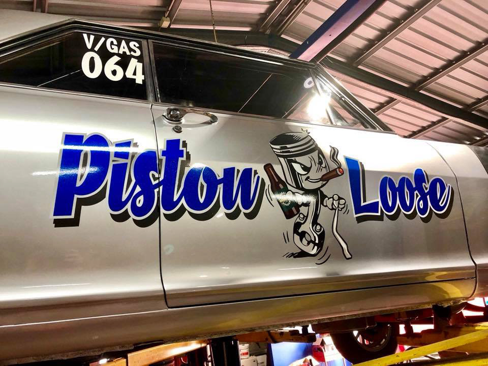 "Piston Loose" race car logo