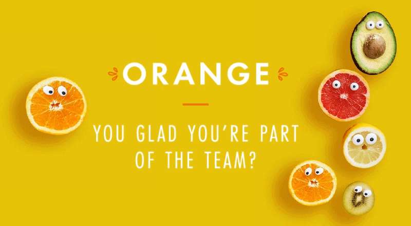 An animation of quirky blinking fruit.
