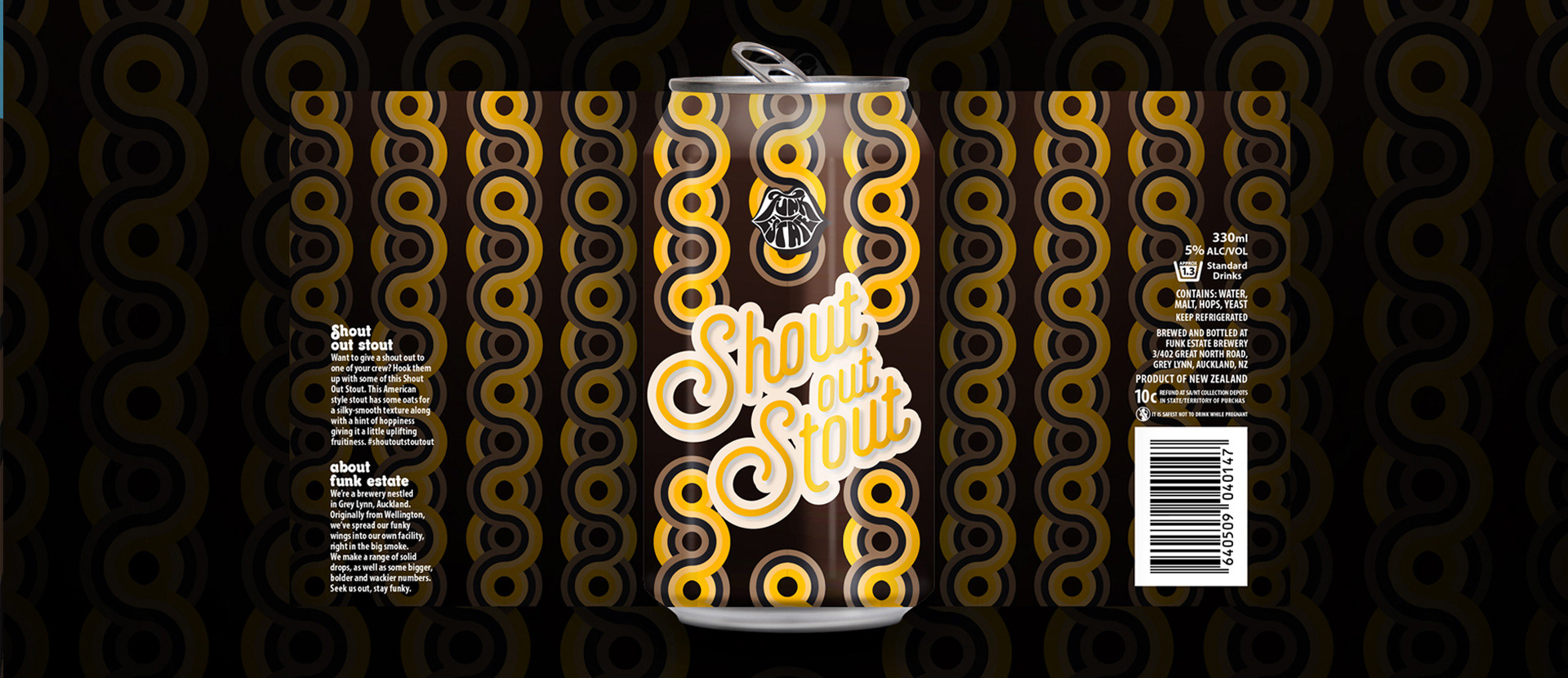 Shout Out Stout beer label (option 2)