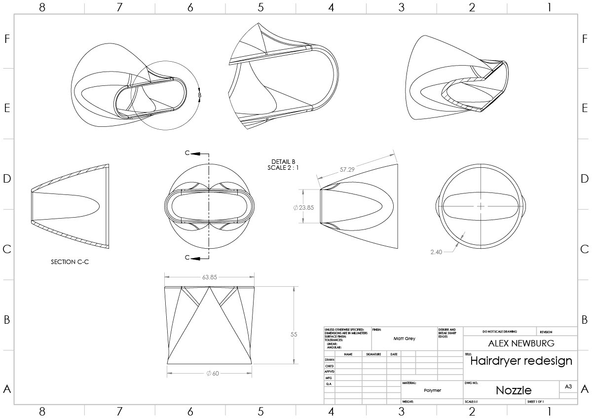 Alex Newburg - CAD - Hairdryer re-design