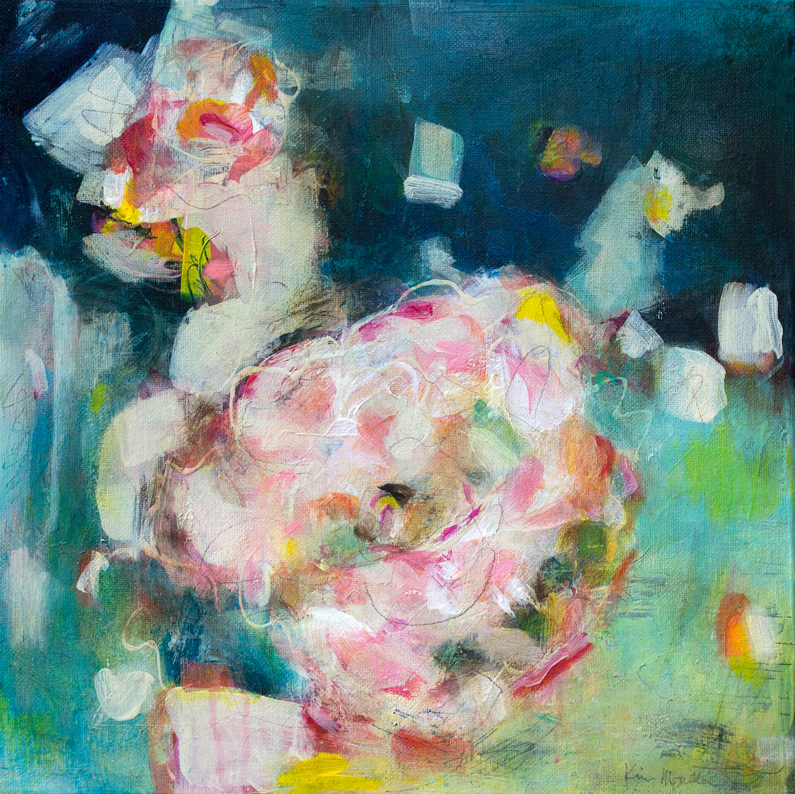Peony Show No 2 – 12in x 12in on canvas